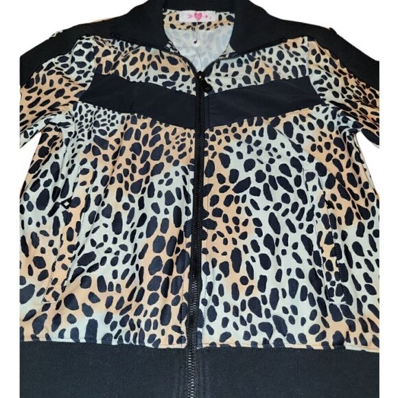 NWT Buddy Love VONN ELASTIC LONG SLEEVE ZIP UP Work Out Jacket CHEETAH Black S - Picture 8 of 12